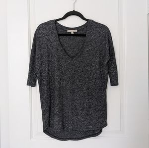 Express Gray Marled V-Neck Bat Wing Sweater XS